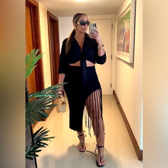 ZARA FRINGED RIBBED SKIRT - Picture 2 of 6